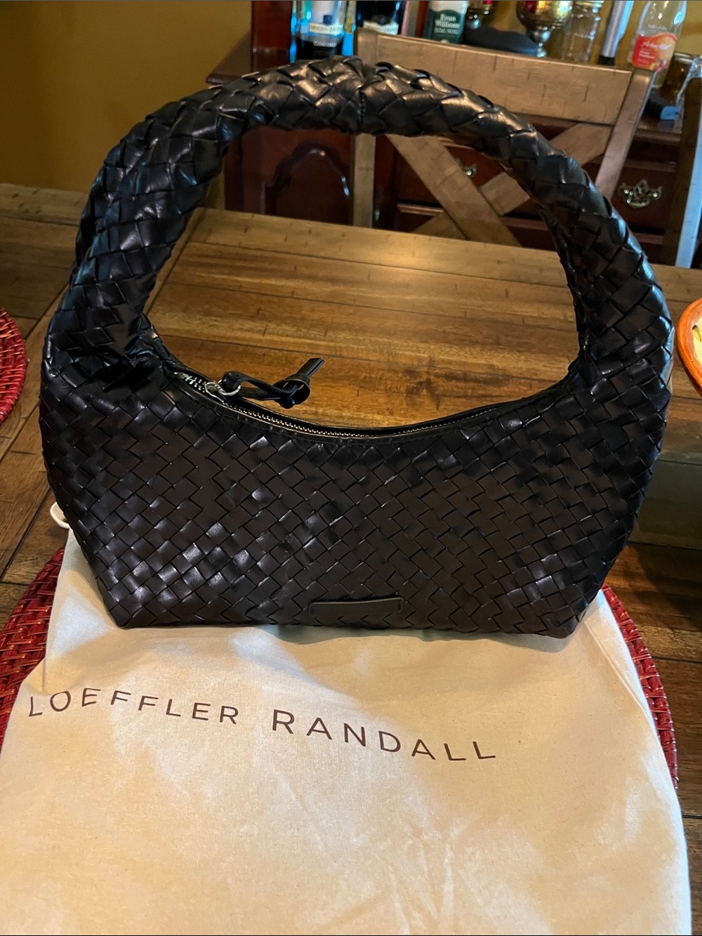 Loeffler Randall Black Woven Shoulder Hobo